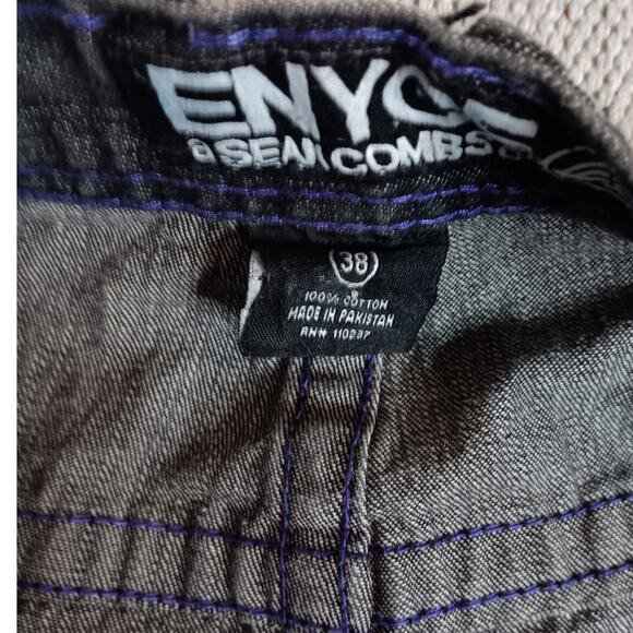 ENYCE Sean Combs Vintage Jeans 38X31 Black Loose Straight Street Back Flap Y2k - Picture 8 of 16